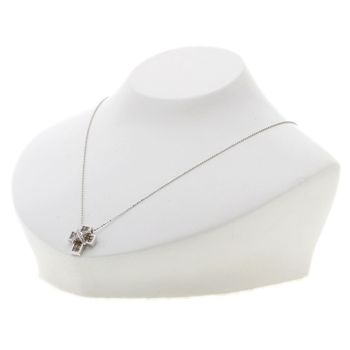 1.2ct Diamond cross Necklace K18 White Gold  5.2g　Ladies