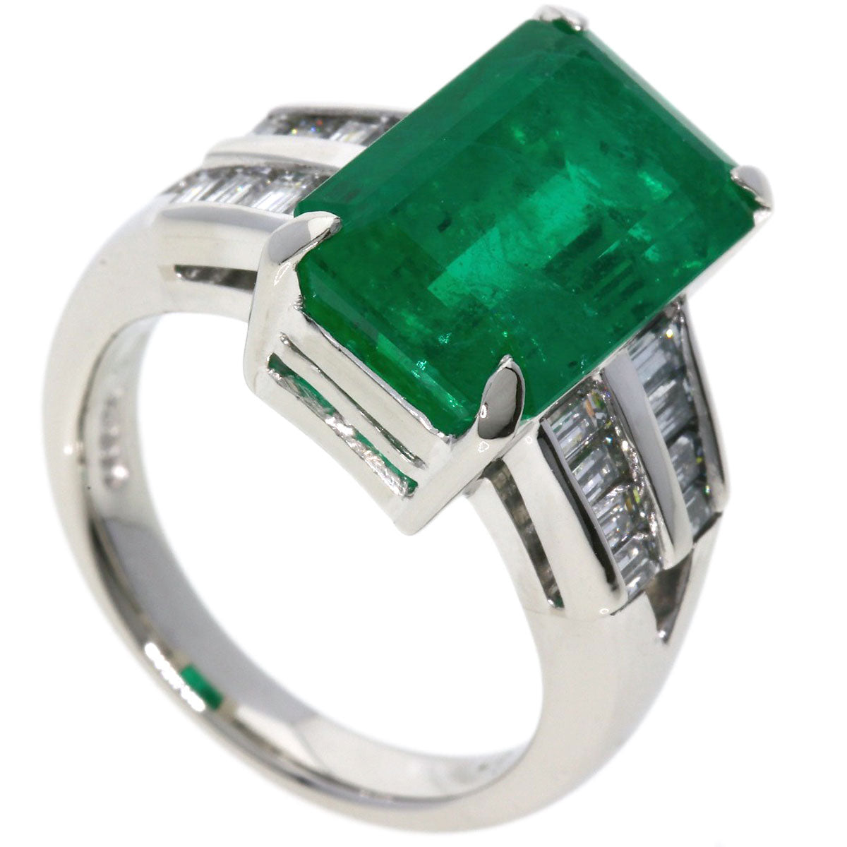 8.18ct Emerald Diamond Ring Platinum PT900  14.8g　Ladies