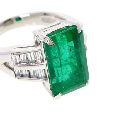 8.18ct Emerald Diamond Ring Platinum PT900  14.8g　Ladies