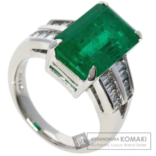 8.18ct Emerald Diamond Ring Platinum PT900  14.8g　Ladies