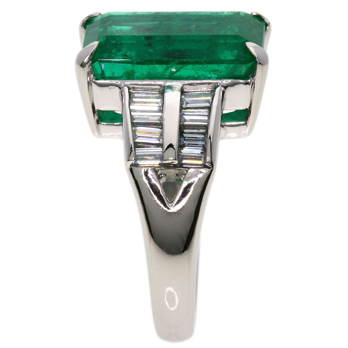8.18ct Emerald Diamond Ring Platinum PT900  14.8g　Ladies