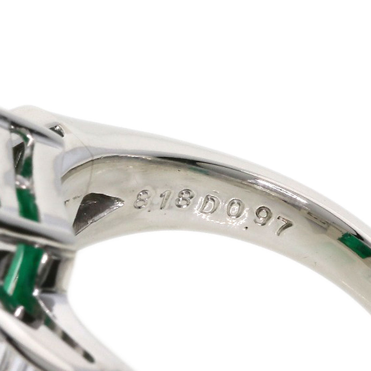 8.18ct Emerald Diamond Ring Platinum PT900  14.8g　Ladies