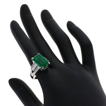 8.18ct Emerald Diamond Ring Platinum PT900  14.8g　Ladies