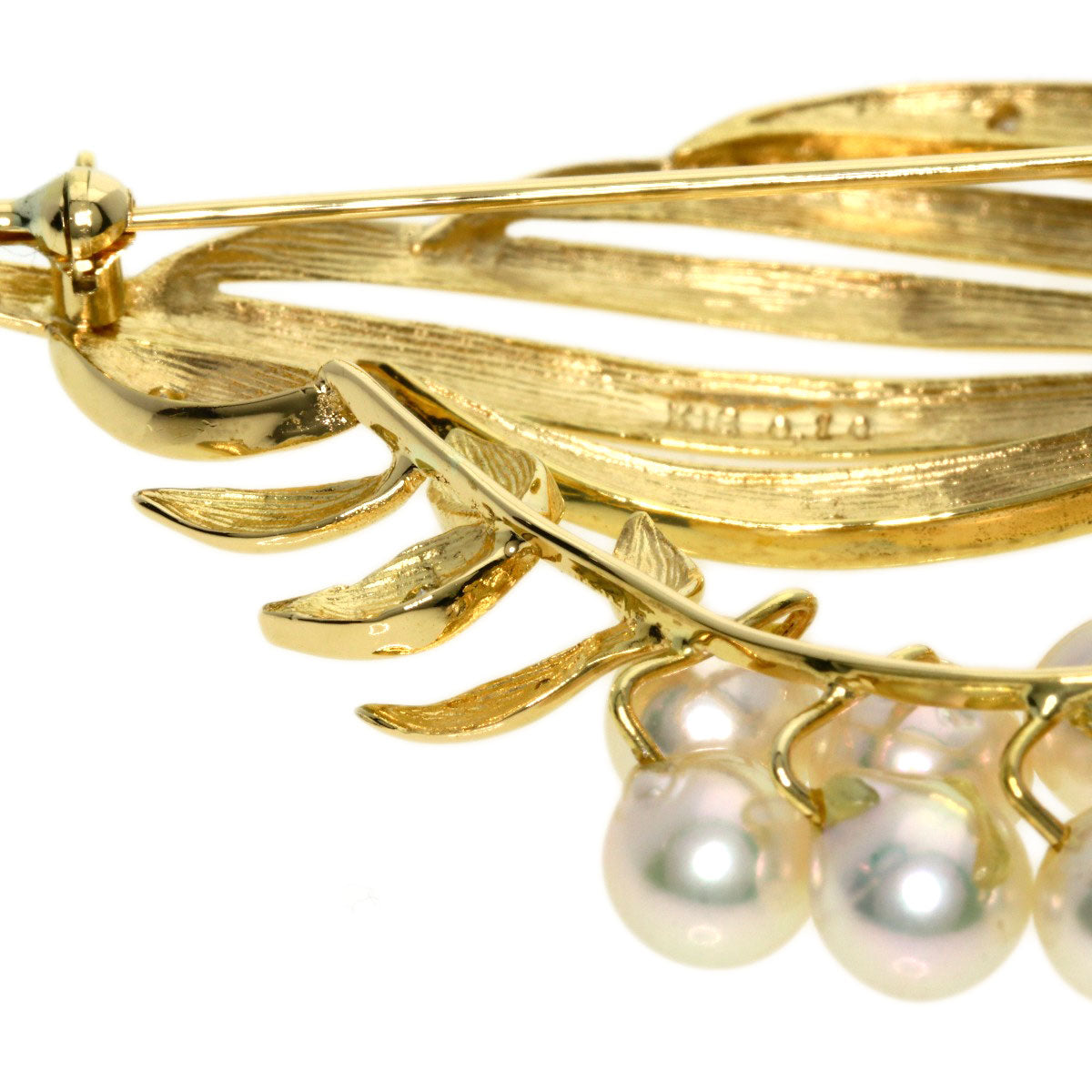 0.1ct Akoya Pearl Pearl Diamond Brooch K18 Yellow Gold  19.04g　Ladies