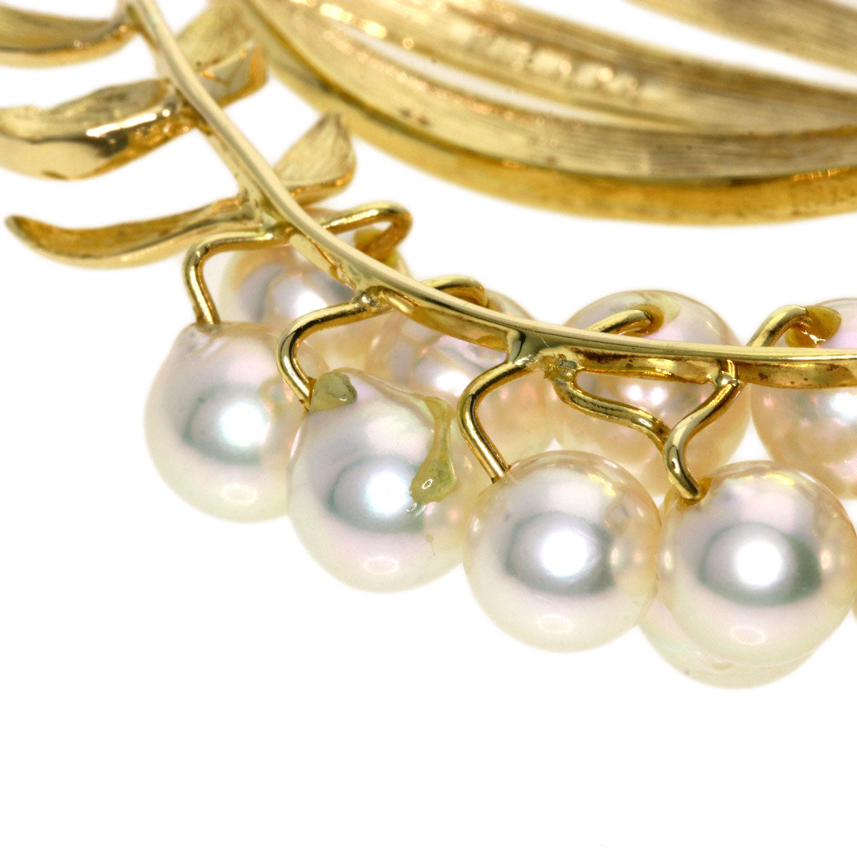 0.1ct Akoya Pearl Pearl Diamond Brooch K18 Yellow Gold  19.04g　Ladies