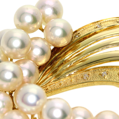 0.1ct Akoya Pearl Pearl Diamond Brooch K18 Yellow Gold  19.04g　Ladies