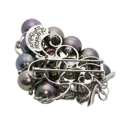 1ct Tahitian Pearl Pearl Diamond Grapes Brooch K18 White Gold  47.47g　Ladies