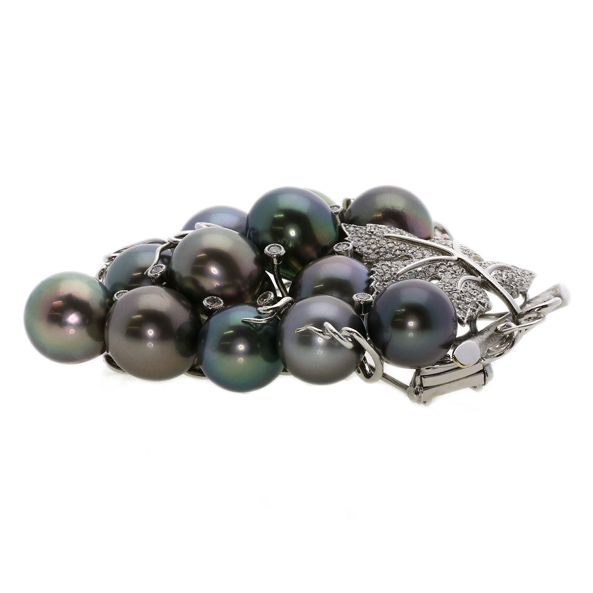 1ct Tahitian Pearl Pearl Diamond Grapes Brooch K18 White Gold  47.47g　Ladies