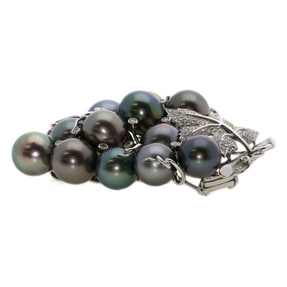 1ct Tahitian Pearl Pearl Diamond Grapes Brooch K18 White Gold  47.47g　Ladies