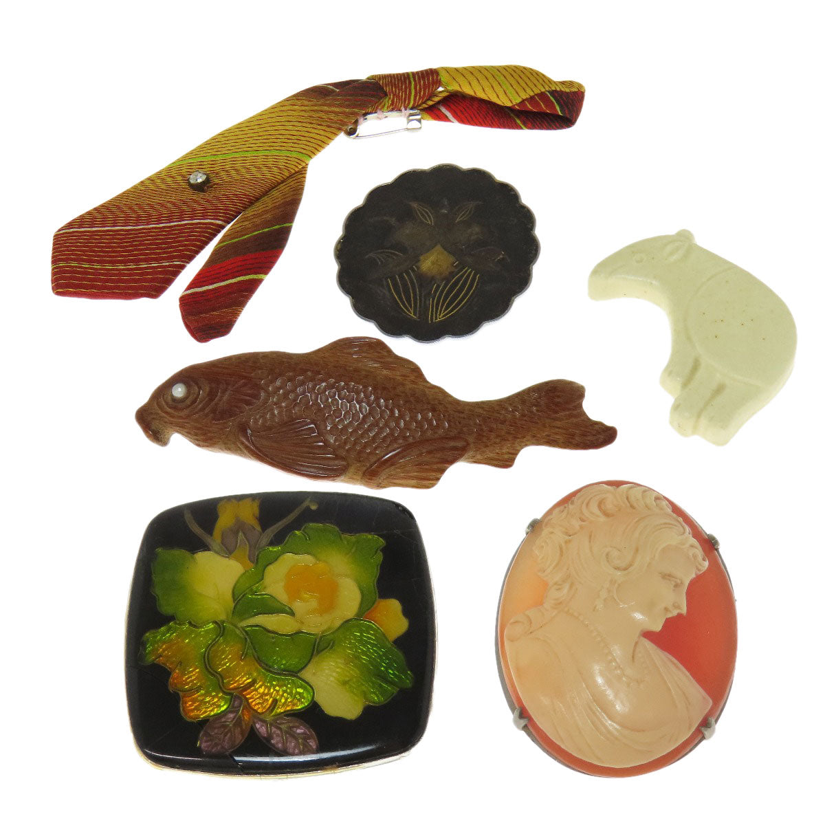 Cameo Obi-dome 6-piece set Brooch Metal 10.4g　Ladies