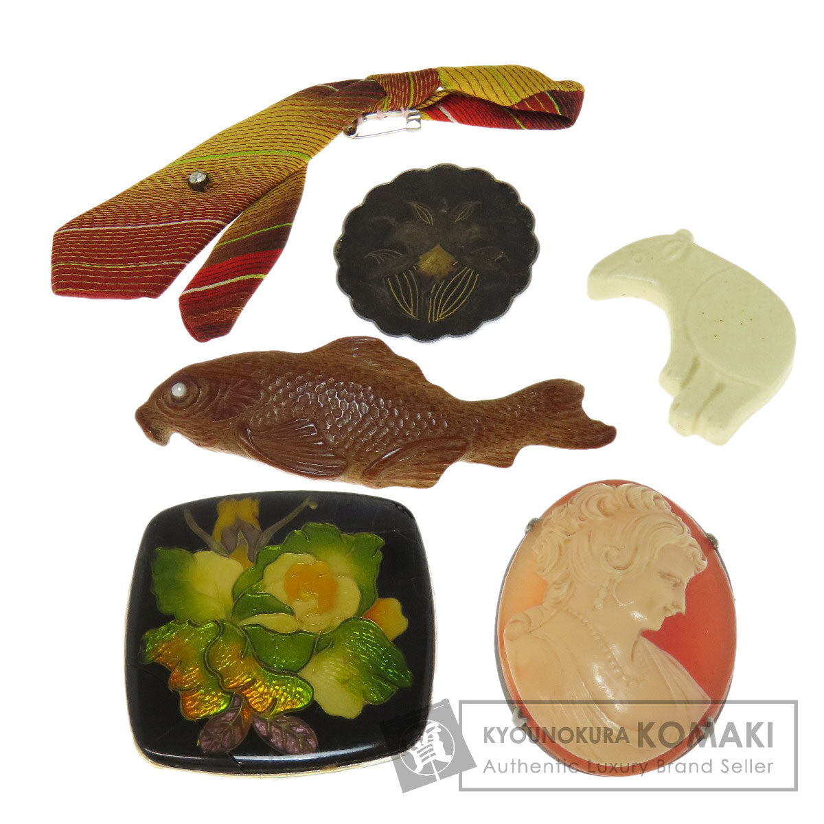 Cameo Obi-dome 6-piece set Brooch Metal 10.4g　Ladies