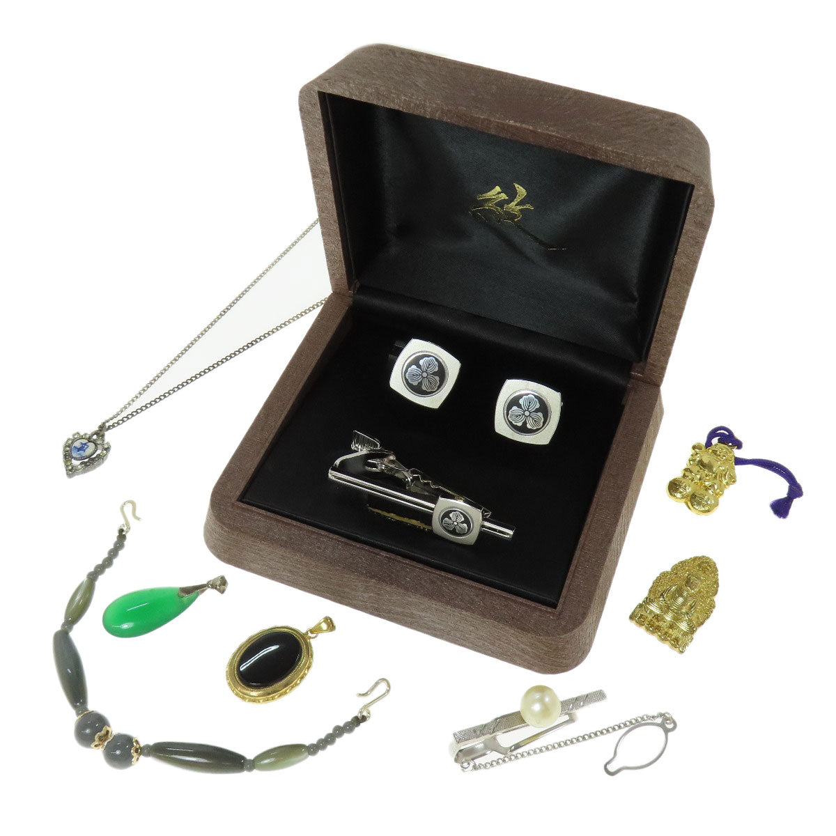 8点セット ペンダントトップ 羽織紐 カフス タイピン 金属製 レディース 【中古】