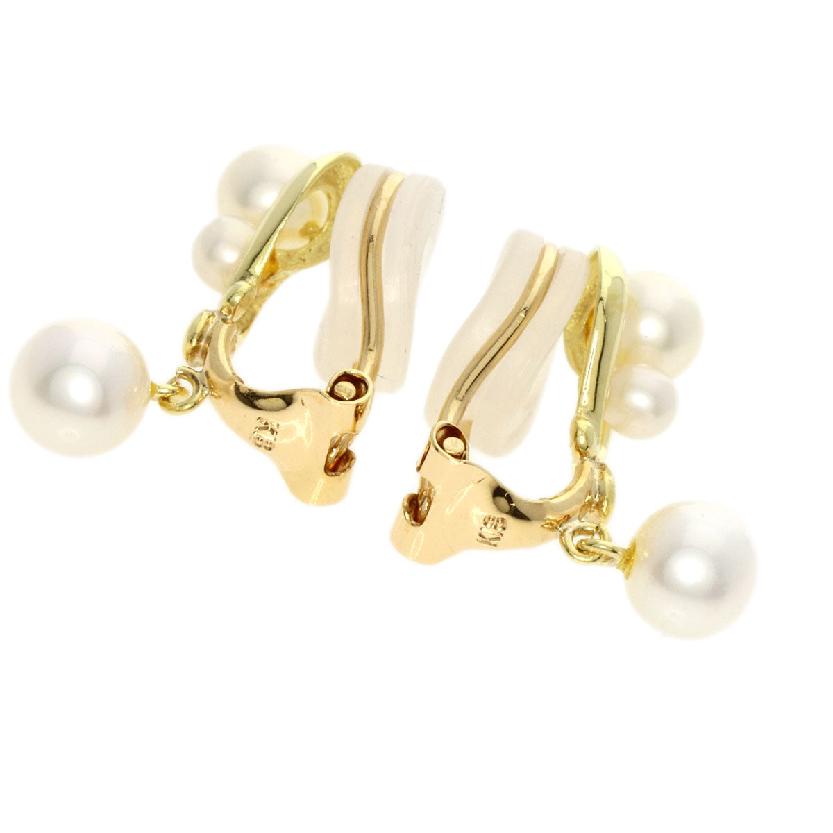 Pearl Pearl Earring K18 Yellow Gold  2.5g　Ladies