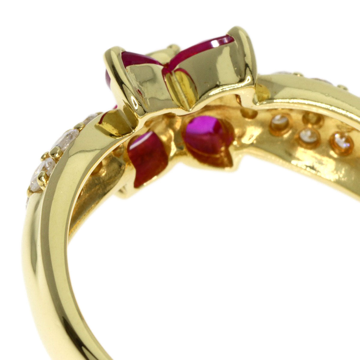 0.55ct Ruby Diamond Ring K18 Yellow Gold  3.9g　Ladies