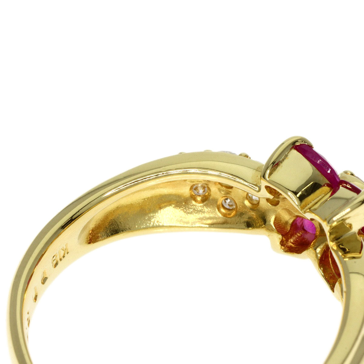 0.55ct Ruby Diamond Ring K18 Yellow Gold  3.9g　Ladies
