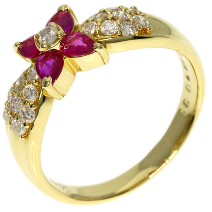 0.55ct Ruby Diamond Ring K18 Yellow Gold  3.9g　Ladies
