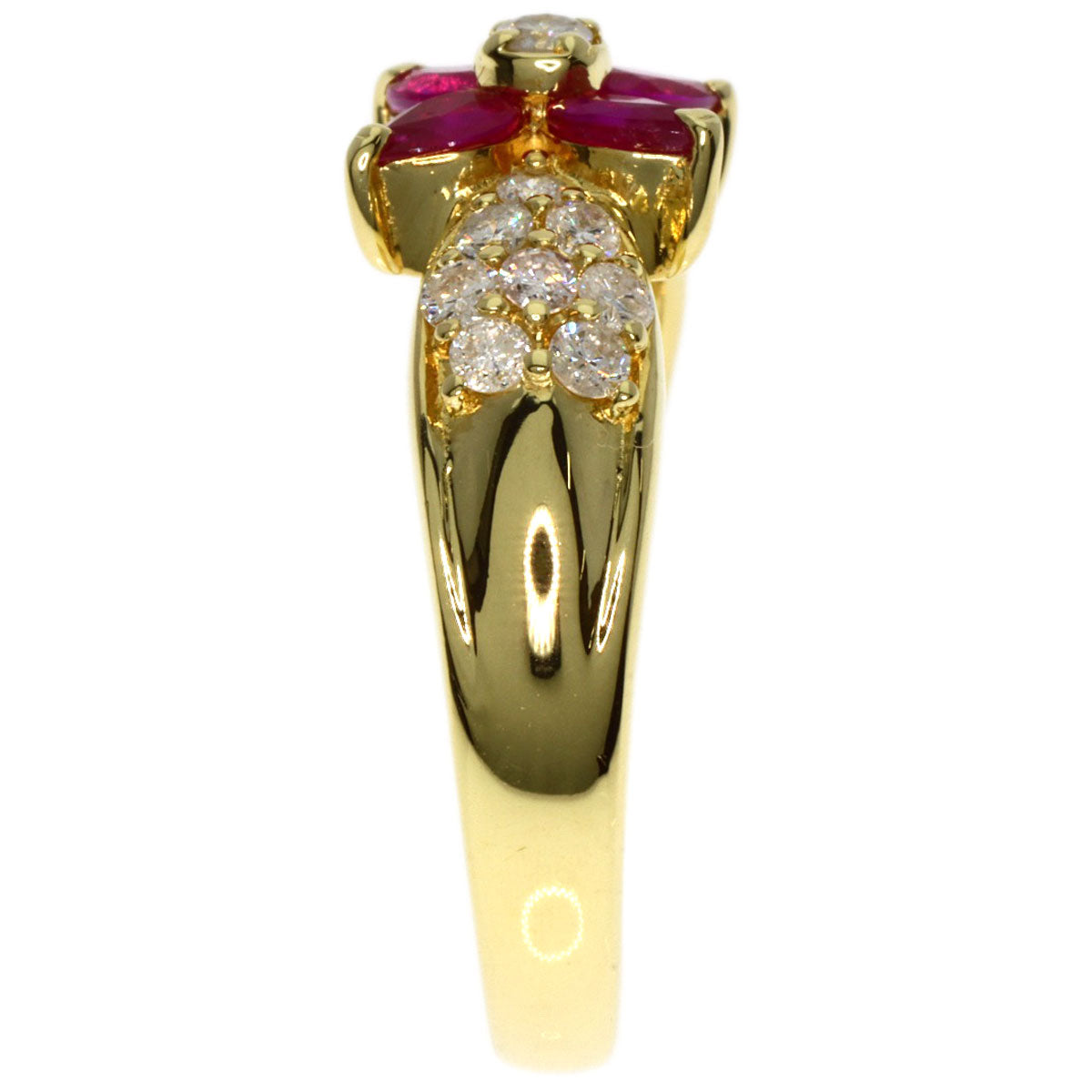 0.55ct Ruby Diamond Ring K18 Yellow Gold  3.9g　Ladies