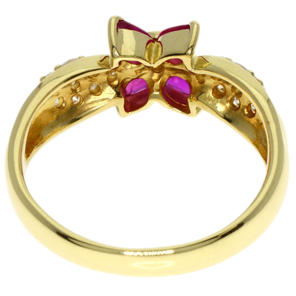 0.55ct Ruby Diamond Ring K18 Yellow Gold  3.9g　Ladies