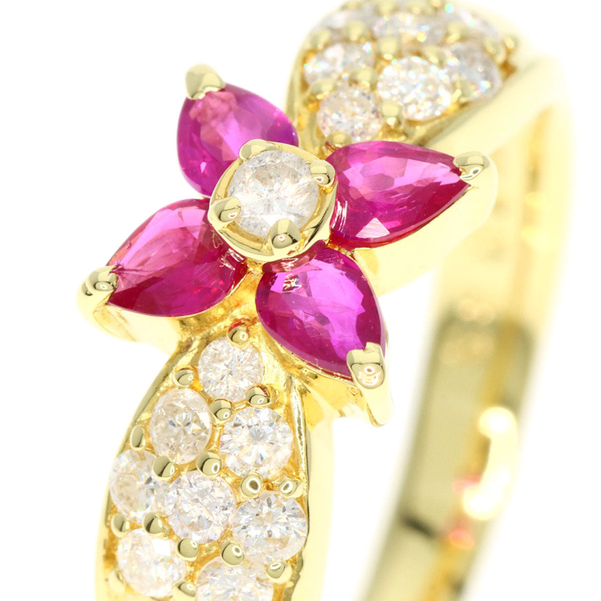 0.55ct Ruby Diamond Ring K18 Yellow Gold  3.9g　Ladies