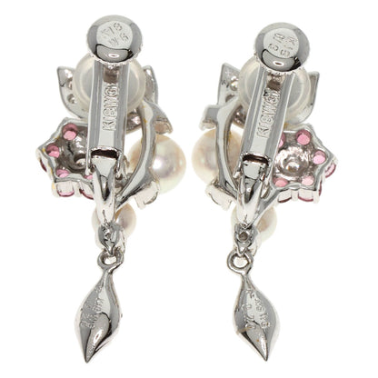 0.2ct Pearl Pearl colored stones Earring K18 White Gold  5.3g　Ladies