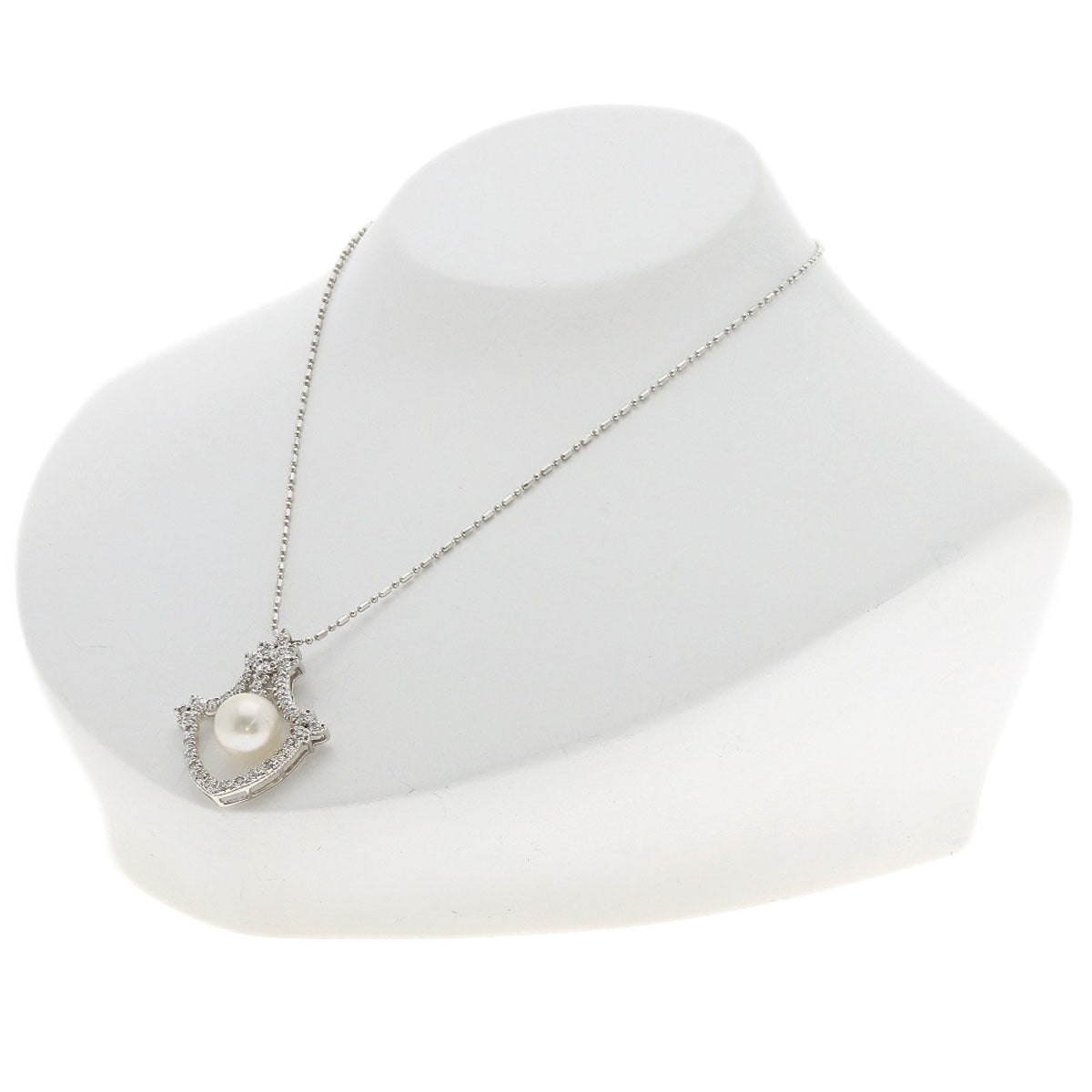 Pearl Pearl Diamond Necklace Platinum PT900 PT850 11.43g　Ladies