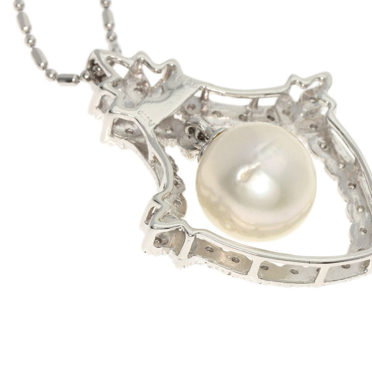 Pearl Pearl Diamond Necklace Platinum PT900 PT850 11.43g　Ladies