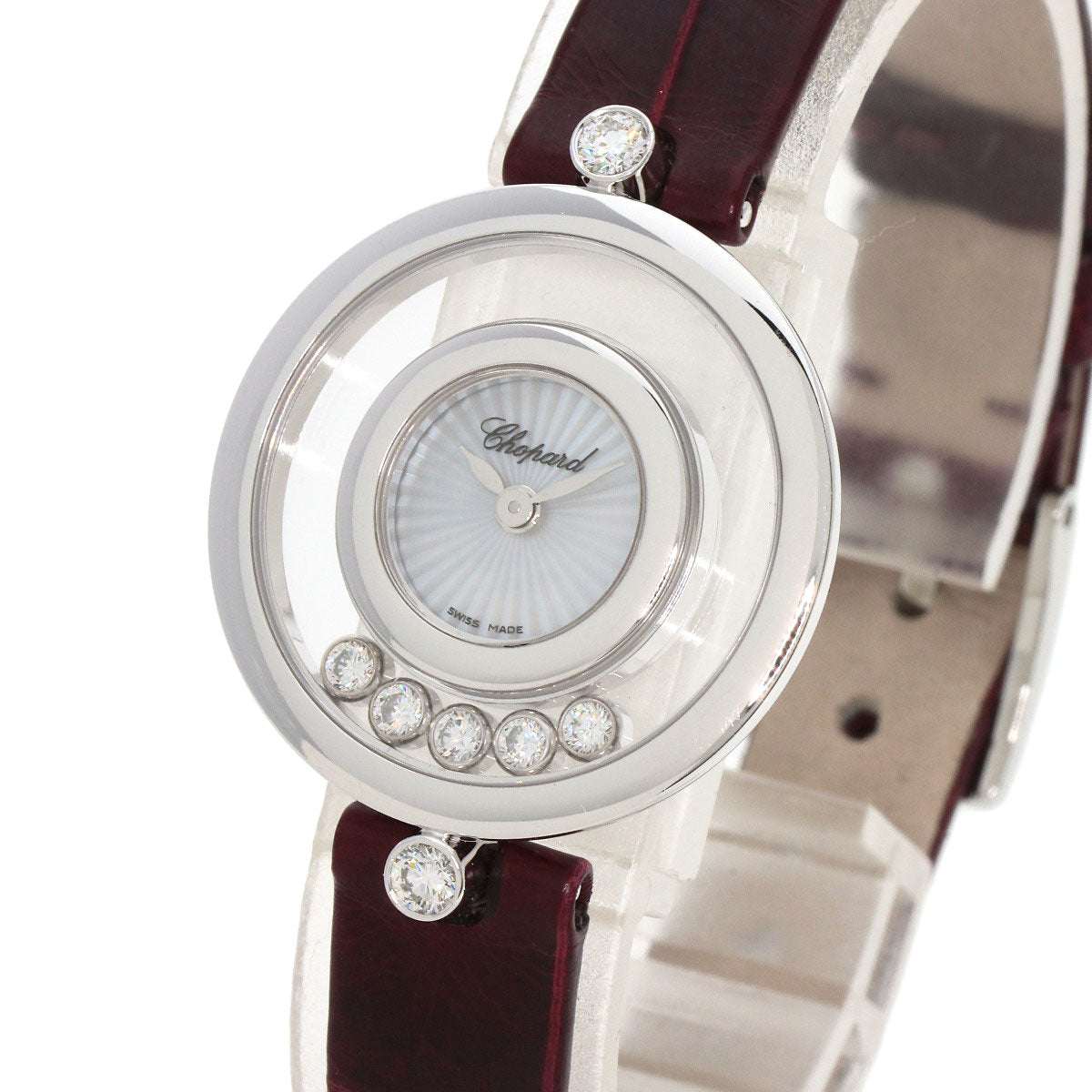 Chopard Happy diamond icon Watches 209415-1001 K18 White Gold/Leather Ladies