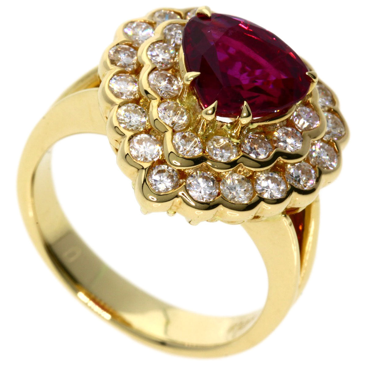 1.86ct Ruby Diamond Ring K18 Yellow Gold 6.9g　Ladies