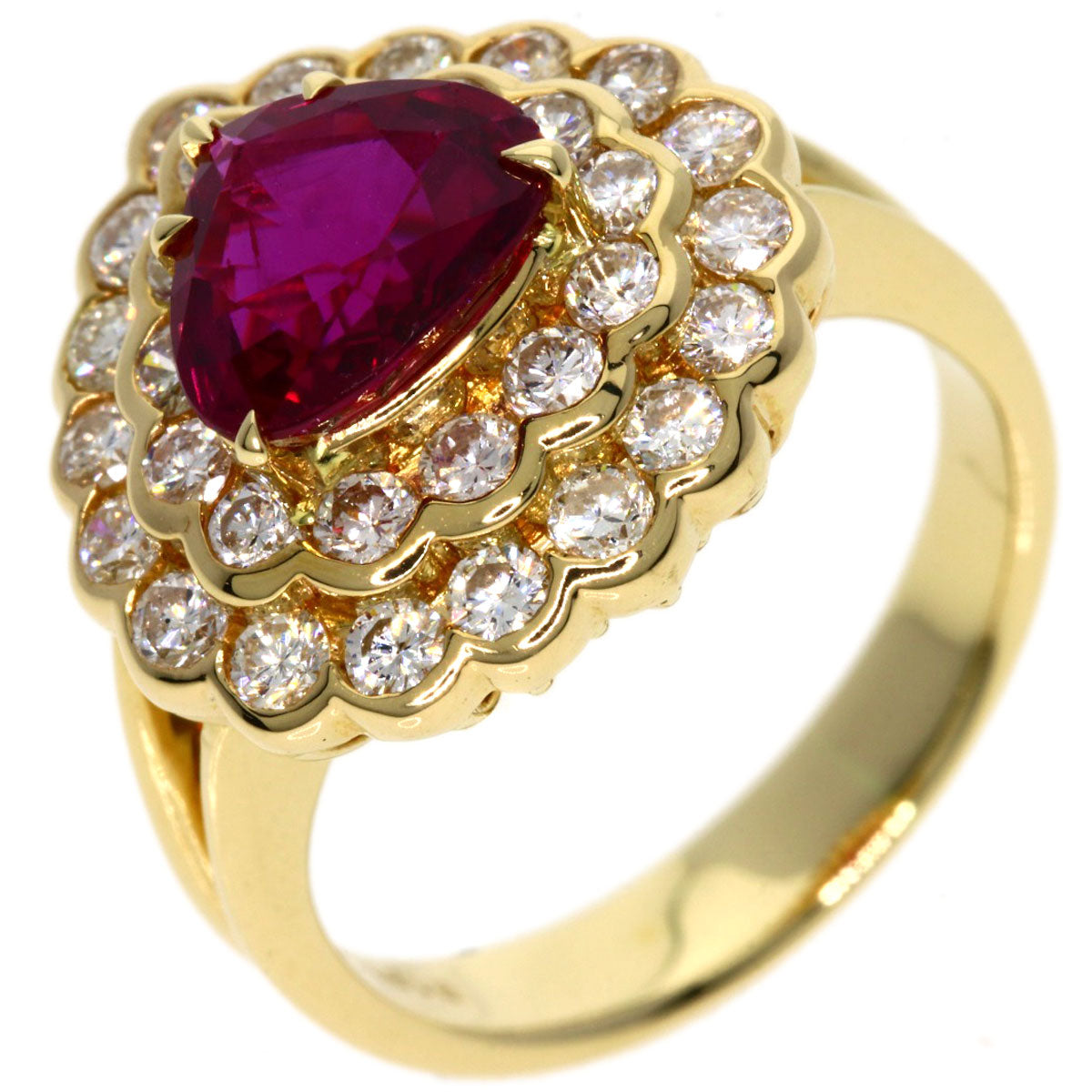 1.86ct Ruby Diamond Ring K18 Yellow Gold 6.9g　Ladies