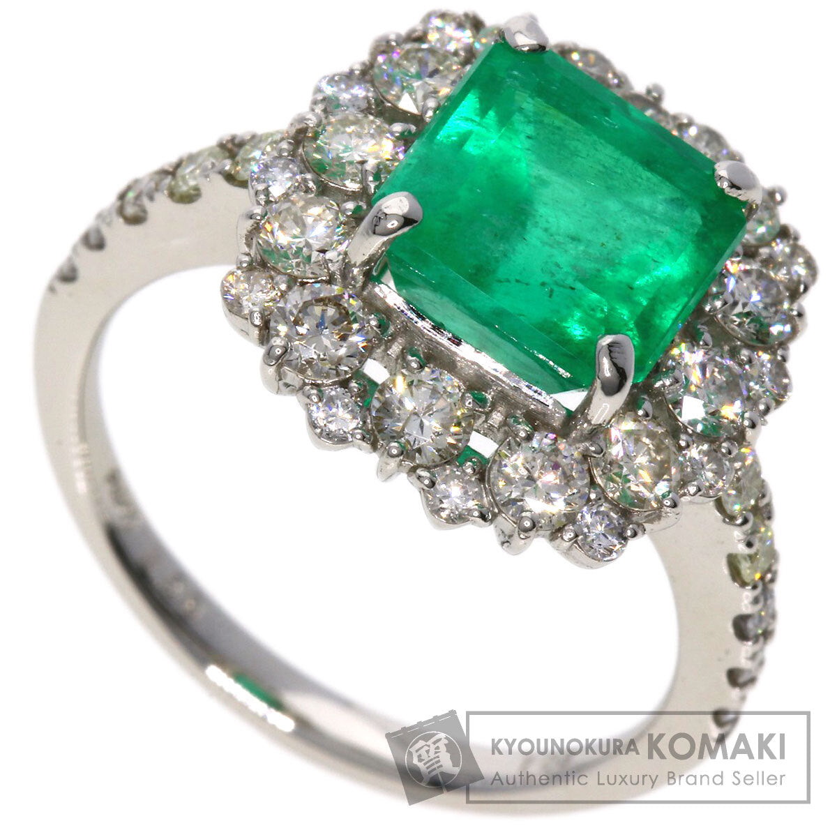 2.69ct Emerald Diamond Ring Platinum PT950 5.6g　Ladies