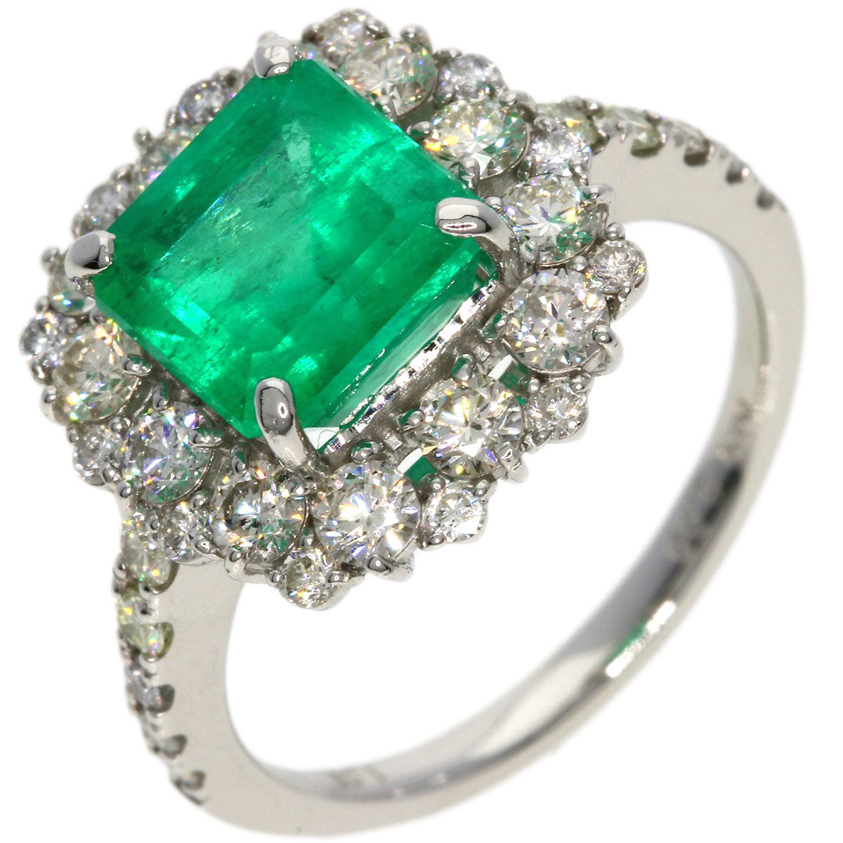 2.69ct Emerald Diamond Ring Platinum PT950 5.6g　Ladies