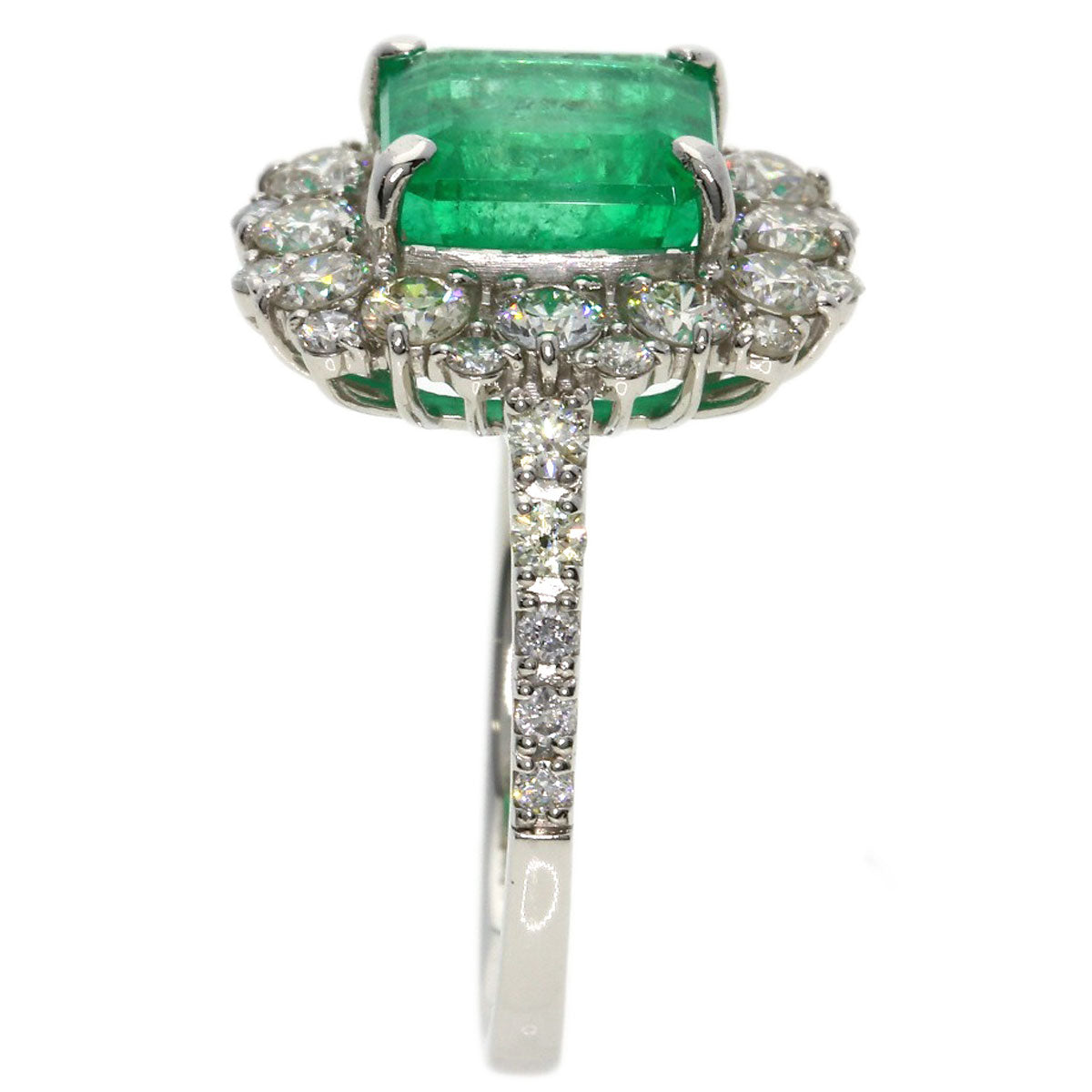 2.69ct Emerald Diamond Ring Platinum PT950 5.6g　Ladies