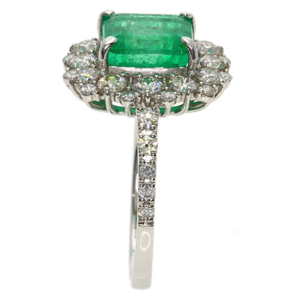 2.69ct Emerald Diamond Ring Platinum PT950 5.6g　Ladies