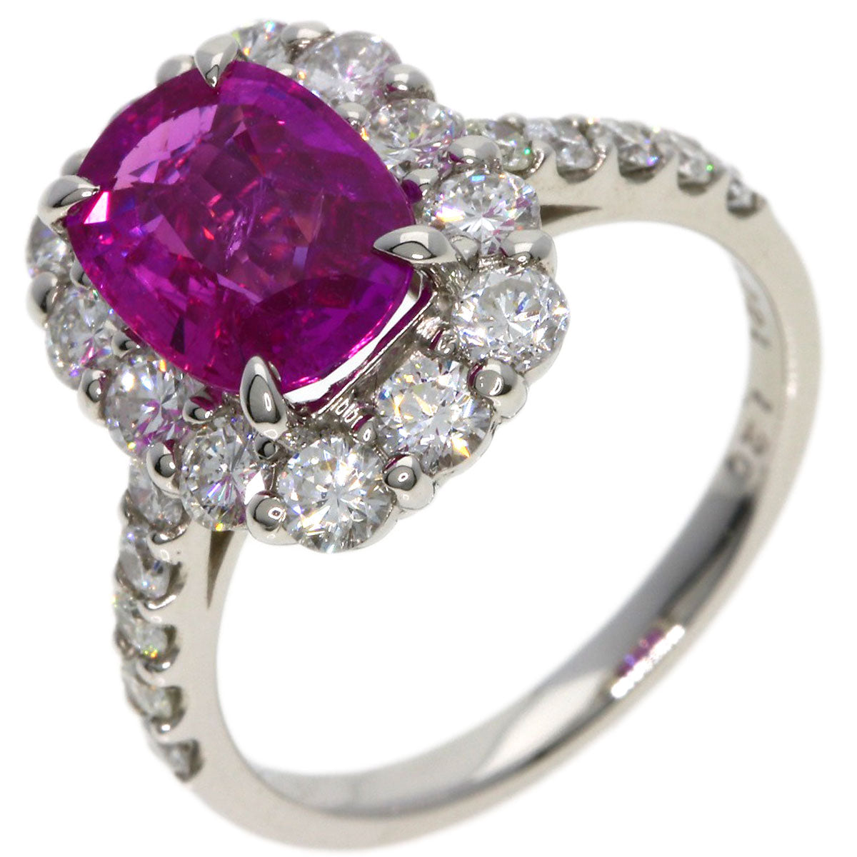 2.021ct Pink Sapphire Diamond Ring Platinum PT900 5.8g　Ladies