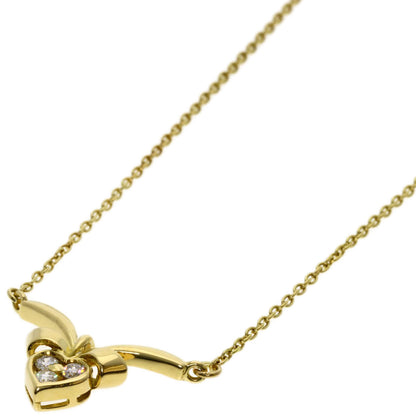CHRISTIAN DIOR Diamond heart Necklace K18 Yellow Gold Ladies [Used]