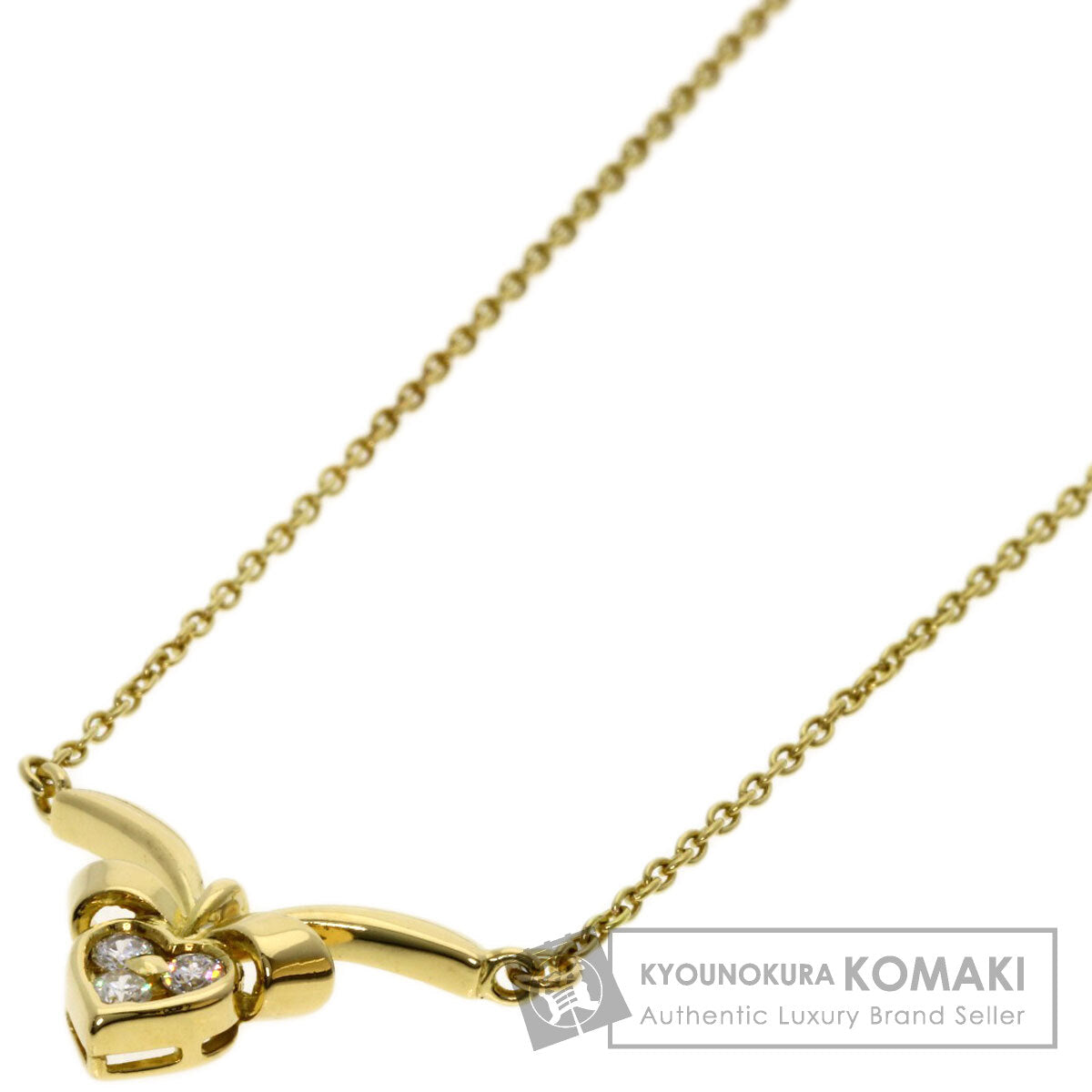 CHRISTIAN DIOR Diamond heart Necklace K18 Yellow Gold Ladies [Used]