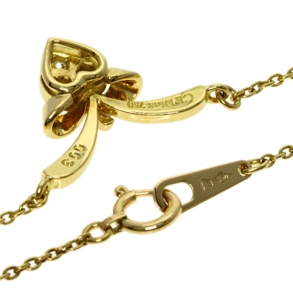 CHRISTIAN DIOR Diamond heart Necklace K18 Yellow Gold Ladies [Used]