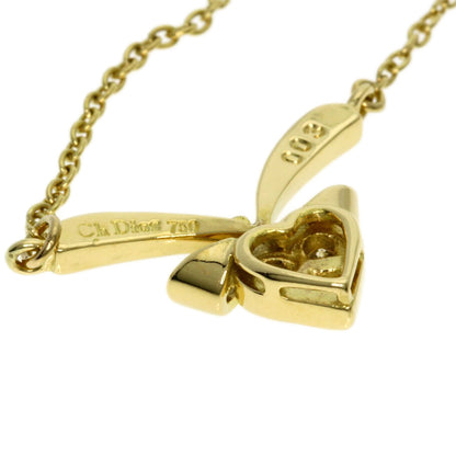 CHRISTIAN DIOR Diamond heart Necklace K18 Yellow Gold Ladies [Used]