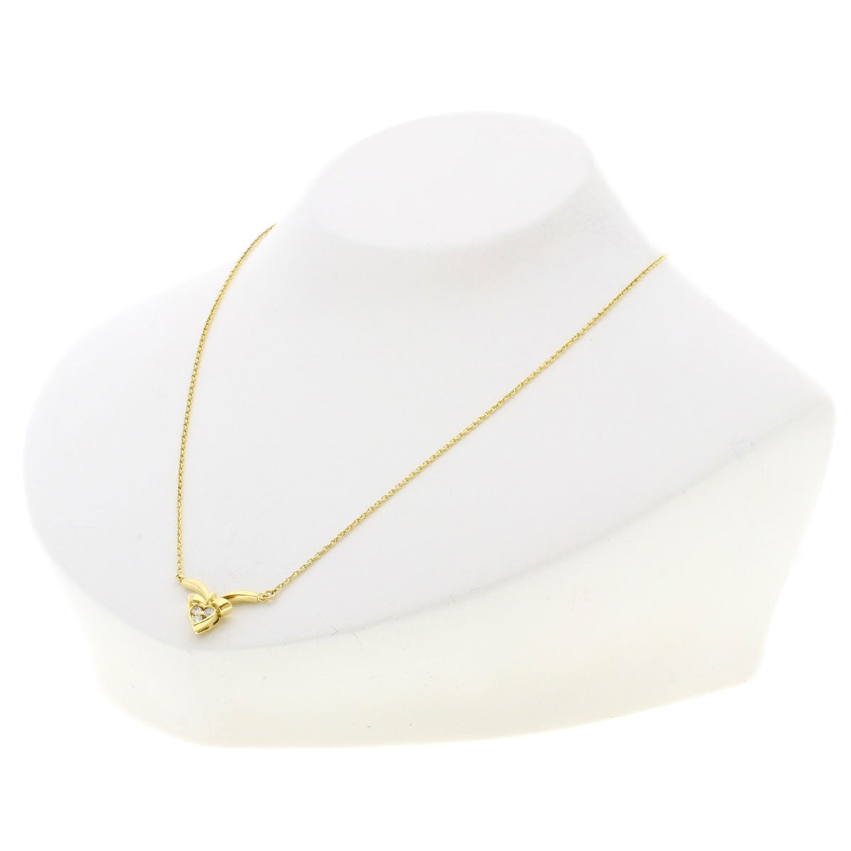 CHRISTIAN DIOR Diamond heart Necklace K18 Yellow Gold Ladies [Used]