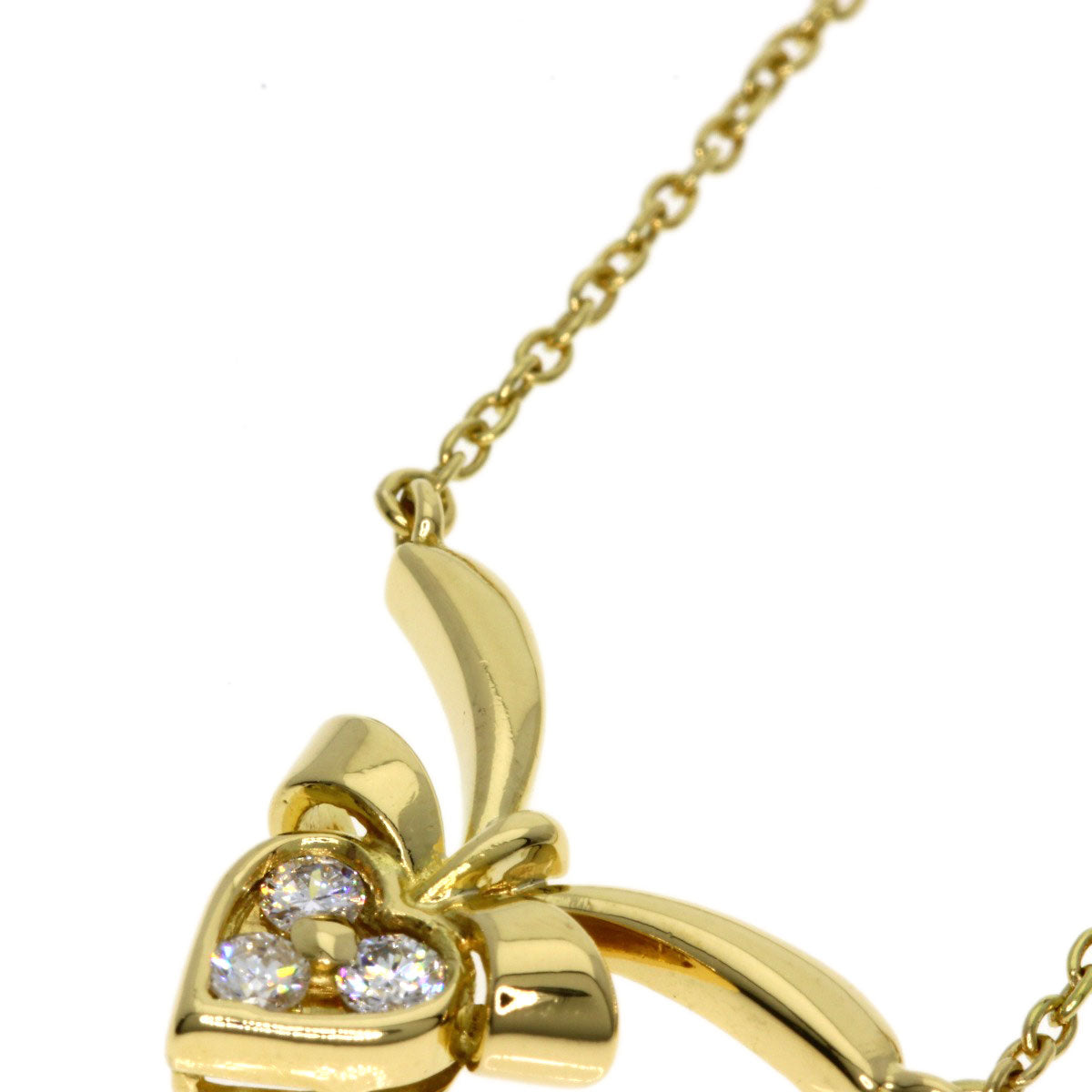 CHRISTIAN DIOR Diamond heart Necklace K18 Yellow Gold Ladies [Used]