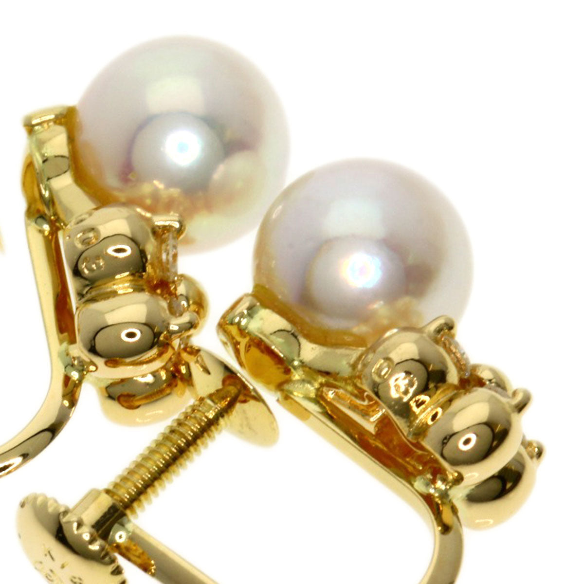 TASAKI   Earring Akoya Pearl Pearl Diamond K18 Yellow Gold Ladies