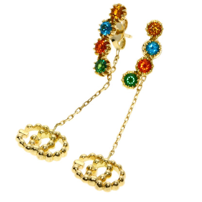 GUCCI   earring Multi-stone Double G K18 Yellow Gold Ladies