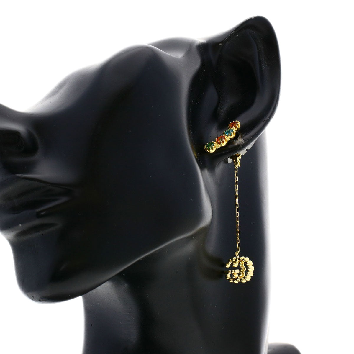 GUCCI   earring Multi-stone Double G K18 Yellow Gold Ladies