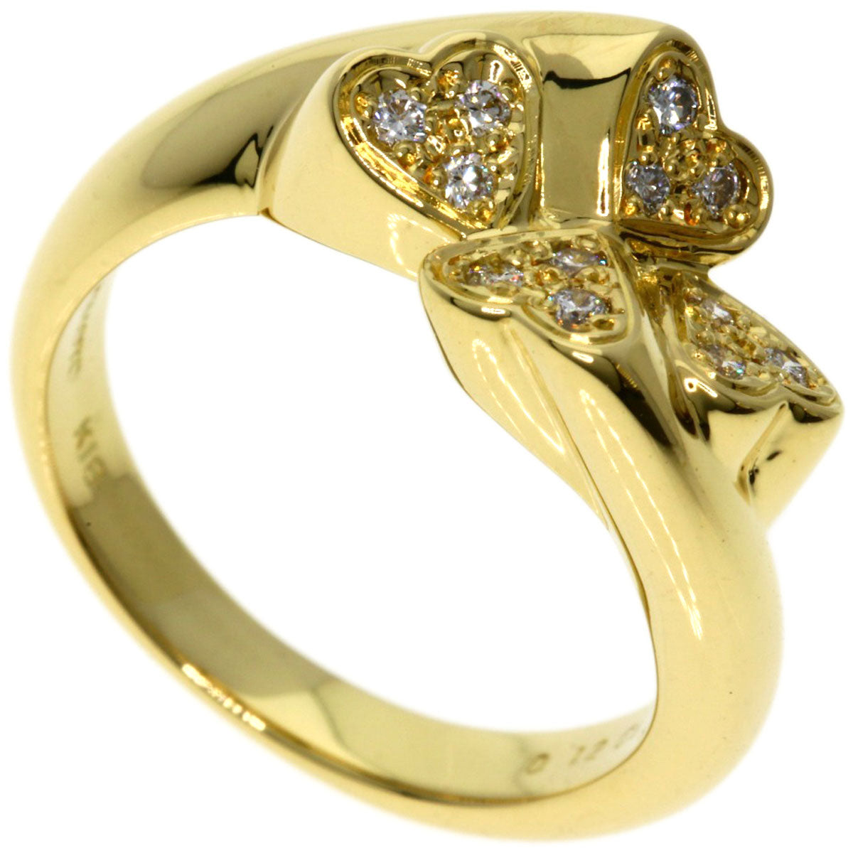 MIKIMOTO Diamond heart Ring K18 Yellow Gold Ladies [Used]