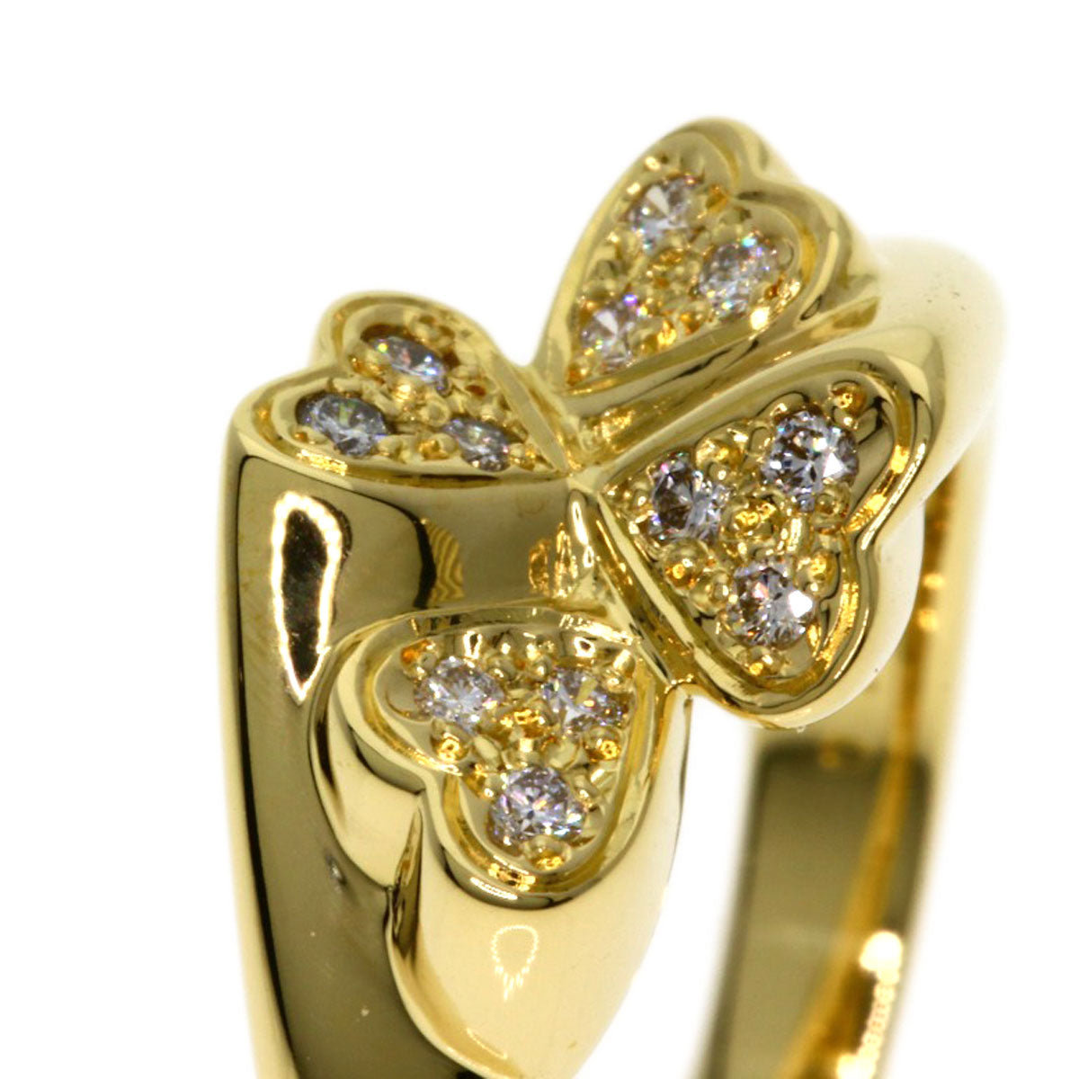 MIKIMOTO Diamond heart Ring K18 Yellow Gold Ladies [Used]