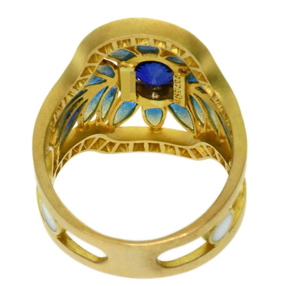 MASRIERA   Ring Enamel Sapphire Diamond K18 Yellow Gold Ladies