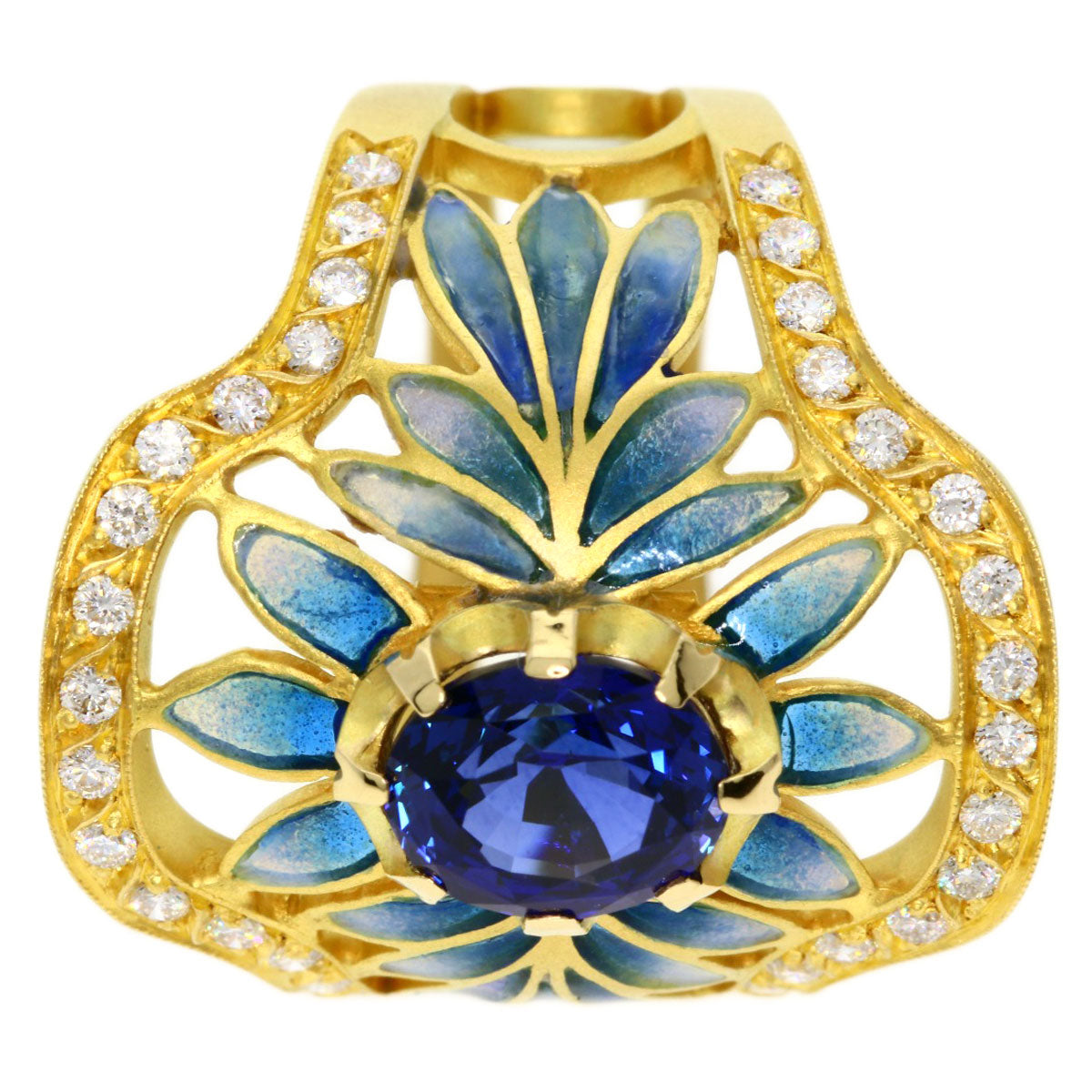 MASRIERA   Ring Enamel Sapphire Diamond K18 Yellow Gold Ladies