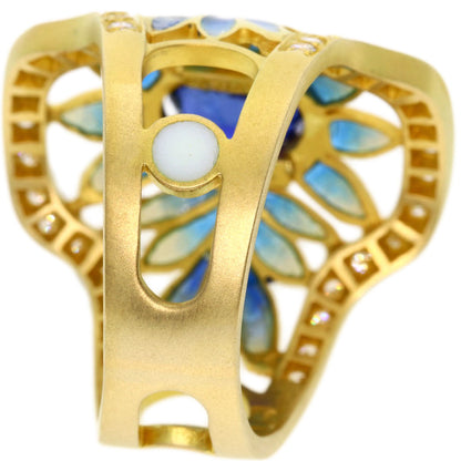 MASRIERA   Ring Enamel Sapphire Diamond K18 Yellow Gold Ladies