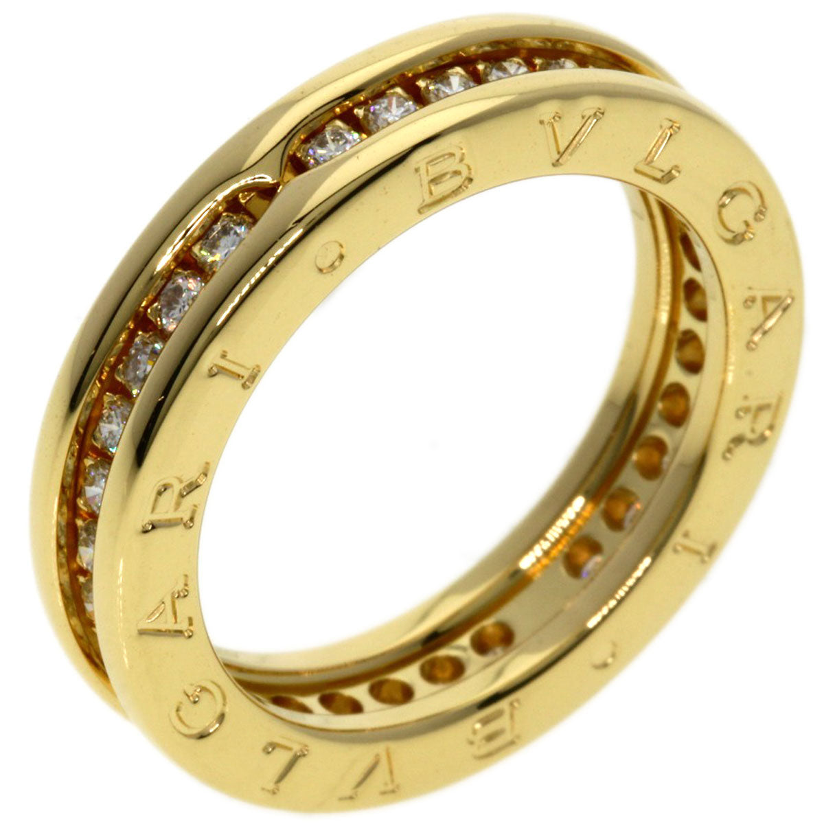 BVLGARI   Ring B.zero1 1 band full Diamond #52 K18 Yellow Gold Ladies