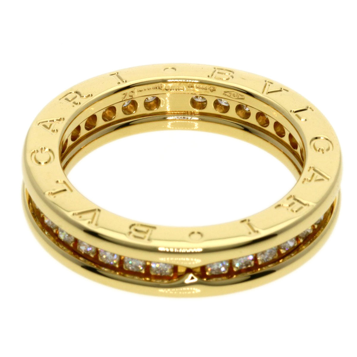 BVLGARI   Ring B.zero1 1 band full Diamond #52 K18 Yellow Gold Ladies